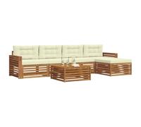 vidaXL Ensemble de canapés d'extérieur 6 pcs Naturel et Crème, Canapé d'extérieur, mobilier Moderne pour Patio, Coin Salon et terrasse, Set sectionnel Durable