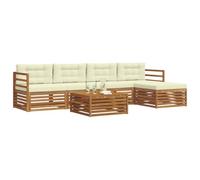 vidaXL Ensemble de canapés d'extérieur 6 pcs Naturel et Crème, Canapé d'extérieur, mobilier Moderne pour Patio, Coin Salon et terrasse, Set sectionnel Durable