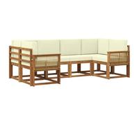 vidaXL Ensemble de canapés d'extérieur 6 pcs Naturel et Crème, Canape d'extérieur Moderne résistant aux intempéries, Ensemble en Bois d'acacia pour se détendre dans Le Jardin