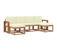 vidaXL Ensemble de canapés d'extérieur 6 pcs Naturel et Crème, Canapé d'extérieur Tendance, mobilier de Jardin Robuste, Salon Chic au Bord de la Piscine, assises Patio polyvalentes