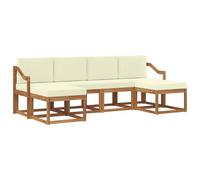 vidaXL Ensemble de canapés d'extérieur 6 pcs Naturel et Crème, Canapé d'extérieur Tendance, mobilier de Jardin Robuste, Salon Chic au Bord de la Piscine, assises Patio polyvalentes