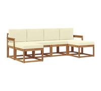 vidaXL Ensemble de canapés d'extérieur 6 pcs Naturel et Crème, Canapé d'extérieur Tendance, mobilier de Jardin Robuste, Salon Chic au Bord de la Piscine, assises Patio polyvalentes