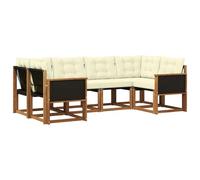 vidaXL Ensemble de canapés d'extérieur 6 pcs Naturel et Crème, Ensemble de canapés d'extérieur, Collection Jardin Moderne, Confort Durable, mobilier résistant aux intempéries