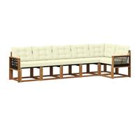 vidaXL Ensemble de canapés d'extérieur 6 pcs Naturel et Crème, Jardin, canapé d'extérieur Moderne, Salon Durable, mobilier de terrasse, Confortable et stylé