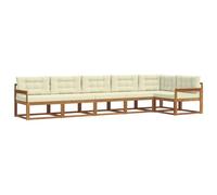 vidaXL Ensemble de canapés d'extérieur 6 pcs Naturel et Crème, Mobilier de Jardin, Canapé d'extérieur Moderne, Canapé sectionnel Solide, Ensemble Relaxant en Acacia pour Votre Confort en extérieur
