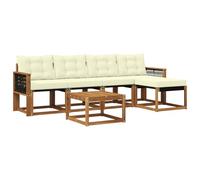 vidaXL Ensemble de canapés d'extérieur 6 pcs Naturel et Crème, Mobilier de Jardin, canapé Moderne, Ensemble sectionnel pour Balcon et Patio, Assise Durable pour se détendre