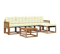 vidaXL Ensemble de canapés d'extérieur 6 pcs Naturel et Crème, Mobilier de Jardin, canapé Moderne, Ensemble sectionnel pour Balcon et Patio, Assise Durable pour se détendre