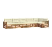 vidaXL Ensemble de canapés d'extérieur 6 pcs Naturel et Crème, Mobilier de Jardin, canapé Moderne, Ensemble sectionnel pour la terrasse, Confort et durabilité