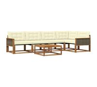 vidaXL Ensemble de canapés d'extérieur 6 pcs Naturel et Crème, Salon de Jardin, canapé extérieur Moderne, mobilier de terrasse, idéal pour se détendre