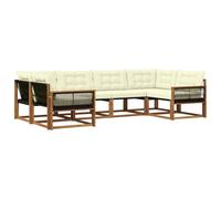 vidaXL Ensemble de canapés d'extérieur 6 pcs Naturel et Crème, Salon de Jardin, canapé modulable Moderne, mobilier extérieur, Coin terrasse pour se détendre