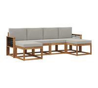 vidaXL Ensemble de canapés d'extérieur 6 pcs Naturel et Gris Clair, Canapé d'Exterieur Élégant, Mobilier de Patio Moderne, Canapé Résistant au Temps, Design Chic pour Détente