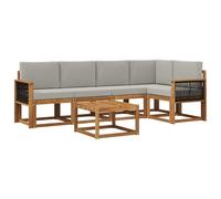vidaXL Ensemble de canapés d'extérieur 6 pcs Naturel et Gris Clair, Canapé d'extérieur, Ensemble Lounge Moderne, mobilier Durable pour Un Patio Confortable et Relaxant
