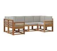 vidaXL Ensemble de canapés d'extérieur 6 pcs Naturel et Gris Clair, Canape d'extérieur Moderne résistant aux intempéries, Ensemble en Bois d'acacia pour se détendre dans Le Jardin