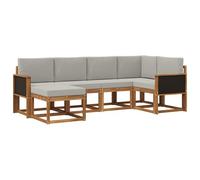 vidaXL Ensemble de canapés d'extérieur 6 pcs Naturel et Gris Clair, Canapé d'extérieur, Salon de terrasse Moderne, Meubles de Jardin durables, modulables, sièges de terrasse.