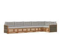 vidaXL Ensemble de canapés d'extérieur 6 pcs Naturel et Gris Clair, Canapé d'extérieur, Salon sectionnel Durable, mobilier Moderne pour terrasse et détente au Jardin