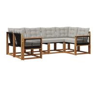 vidaXL Ensemble de canapés d'extérieur 6 pcs Naturel et Gris Clair, Ensemble de canapés d'extérieur, Collection Jardin Moderne, Confort Durable, mobilier résistant aux intempéries