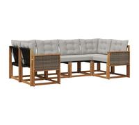 vidaXL Ensemble de canapés d'extérieur 6 pcs Naturel et Gris Clair, Ensemble de canapés d'extérieur, Collection Jardin Moderne, Confort Durable, mobilier résistant aux intempéries