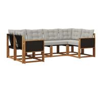 vidaXL Ensemble de canapés d'extérieur 6 pcs Naturel et Gris Clair, Ensemble de canapés d'extérieur, Collection Jardin Moderne, Confort Durable, mobilier résistant aux intempéries