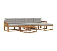 vidaXL Ensemble de canapés d'extérieur 6 pcs Naturel et Gris Clair, Ensemble de Salon rérouté, canapé sectionnel Moderne, mobilier de Jardin résistant aux intempéries, Bois d'acacia