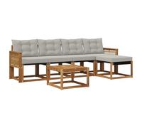 vidaXL Ensemble de canapés d'extérieur 6 pcs Naturel et Gris Clair, Mobilier de Jardin, canapé Moderne, Ensemble sectionnel pour Balcon et Patio, Assise Durable pour se détendre
