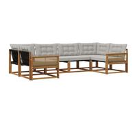 vidaXL Ensemble de canapés d'extérieur 6 pcs Naturel et Gris Clair, Salon de Jardin, canapé modulable Moderne, mobilier extérieur, Coin terrasse pour se détendre