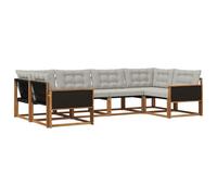 vidaXL Ensemble de canapés d'extérieur 6 pcs Naturel et Gris Clair, Salon de Jardin, canapé modulable Moderne, mobilier extérieur, Coin terrasse pour se détendre