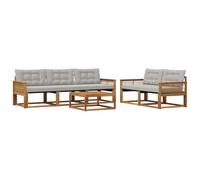 vidaXL Ensemble de canapés d'extérieur 6 pcs Naturel et Gris Clair, Salon de Jardin Moderne, mobilier sectionnel, canapé Durable et Cosy pour terrasse, Parfait pour Tous