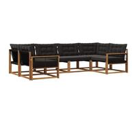vidaXL Ensemble de canapés d'extérieur 6 pcs Naturel et Noir, Canapé de Jardin, Ensemble sectionnel extérieur Moderne, Meubles Robustes pour terrasse, Confort au Salon