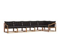vidaXL Ensemble de canapés d'extérieur 6 pcs Naturel et Noir, Canape extérieur Moderne, Meuble de Jardin résistant, Lounger Patio stylé, Assise Confortable pour terrasse