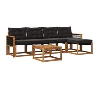 vidaXL Ensemble de canapés d'extérieur 6 pcs Naturel et Noir, Mobilier de Jardin, canapé Moderne, Ensemble sectionnel pour Balcon et Patio, Assise Durable pour se détendre