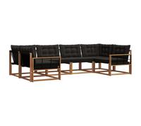 vidaXL Ensemble de canapés d'extérieur 6 pcs Naturel et Noir, Salon de Jardin, canapé modulable Moderne, mobilier extérieur, Coin terrasse pour se détendre