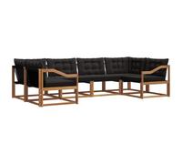 vidaXL Ensemble de canapés d'extérieur 6 pcs Naturel et Noir, Salon de Jardin, canapé modulable Moderne, mobilier extérieur, Coin terrasse pour se détendre