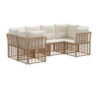 vidaXL Ensemble de canapés d'extérieur 6 pcs Naturel Polyester, Salon Al Fresco, Ensemble canapé extérieur, détente Jardin, Meubles en rotin, Coin modulable pour se Relaxer