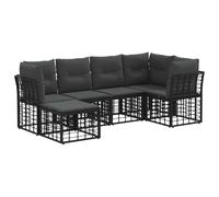 vidaXL Ensemble de canapés d'extérieur 6 pcs Noir Polyester, Ensemble Salon extérieur, canapé en Poly rotin, Coin Jardin, mobilier résistant aux intempéries