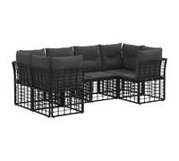 vidaXL Ensemble de canapés d'extérieur 6 pcs Noir Polyester, Salon Al Fresco, Ensemble canapé extérieur, détente Jardin, Meubles en rotin, Coin modulable pour se Relaxer