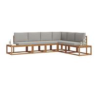 vidaXL Ensemble de canapés d'extérieur 6 Pièce Gris Naturel et Clair, Ensemble de Vie Extérieur, Canapé Sectionnel Moderne, Mobilier de Jardin Durable, Salon de Terrasse, Confort d'Assise