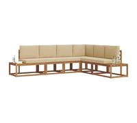 vidaXL Ensemble de canapés d'extérieur 6 Pièce Naturel et Beige, Ensemble de Vie Extérieur, Canapé Sectionnel Moderne, Mobilier de Jardin Durable, Salon de Terrasse, Confort d'Assise