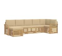 vidaXL Ensemble de canapés d'extérieur 7 pcs Blanc et Beige, Découvrez des canapés Modernes pour l'extérieur, Meubles sectionnels pour Votre terrasse, détente au Jardin