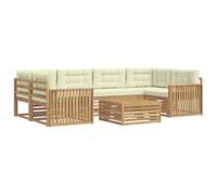 vidaXL Ensemble de canapés d'extérieur 7 pcs Blanc et crème, Set de Confort extérieur, Salon Moderne, canapé d'angle pour Jardin, mobilier de terrasse