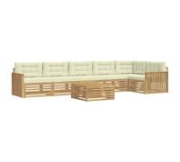 vidaXL Ensemble de canapés d'extérieur 7 pcs Blanc et crème, Canapé d'angle Moderne, Ensemble extérieur Confortable, mobilier résistant aux intempéries pour la terrasse