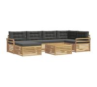 vidaXL Ensemble de canapés d'extérieur 7 pcs Blanc et Anthracite, Canapé de Jardin Moderne, sectionnel résistant aux intempéries, idéal pour la terrasse, mobilier Lounge Confortable