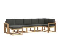 vidaXL Ensemble de canapés d'extérieur 7 pcs Blanc et Anthracite, Sofa extérieur en Acacia, Style Moderne, Assise Flexible pour Le Patio, canapé de Jardin, idéal pour se détendre
