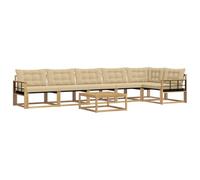 vidaXL Ensemble de canapés d'extérieur 7 pcs Blanc et Beige, Canapé de Jardin, Ensemble sectionnel Moderne, Salon extérieur, mobilier terrasse Confortable
