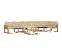 vidaXL Ensemble de canapés d'extérieur 7 pcs Blanc et Beige, Canapé de Jardin, Ensemble sectionnel Moderne, Salon extérieur, mobilier terrasse Confortable