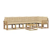 vidaXL Ensemble de canapés d'extérieur 7 pcs Blanc et Beige, Canapé de Jardin Moderne, mobilier d'extérieur Durable, Coin détente élégant près de la Piscine