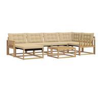 vidaXL Ensemble de canapés d'extérieur 7 pcs Blanc et Beige, Canapé de Jardin Moderne, Salon extérieur résistant, sièges élégants, Coussins en Mousse imperméables, Cadre en Acacia