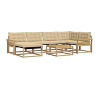 vidaXL Ensemble de canapés d'extérieur 7 pcs Blanc et Beige, Canapé de Jardin Moderne, Salon extérieur résistant, sièges élégants, Coussins en Mousse imperméables, Cadre en Acacia