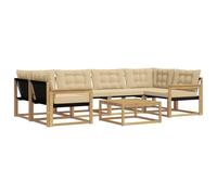 vidaXL Ensemble de canapés d'extérieur 7 pcs Blanc et Beige, Canapé d'extérieur Moderne, mobilier de Jardin, Salon Durable, Coin terrasse, Ensemble Confortable