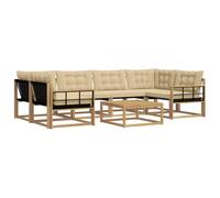 vidaXL Ensemble de canapés d'extérieur 7 pcs Blanc et Beige, Canapé d'extérieur Moderne, mobilier de Jardin, Salon Durable, Coin terrasse, Ensemble Confortable