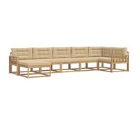 vidaXL Ensemble de canapés d'extérieur 7 pcs Blanc et Beige, Canapé Moderne d'extérieur, sièges Flexibles, Ensemble sectionnel, mobilier résistant aux intempéries pour se détendre